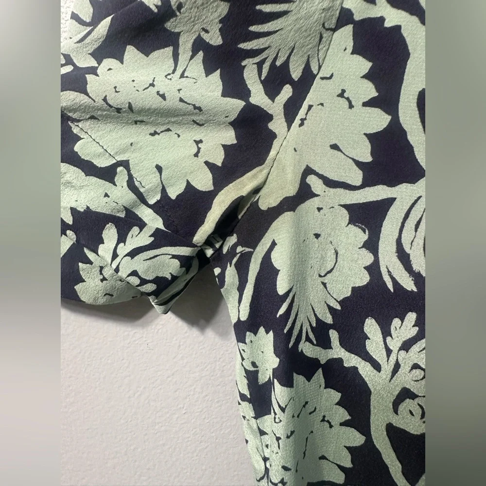 TORY BURCH‎ Resort Collection Silk Floral Blouse Top Blue Green Women’s Size 0
